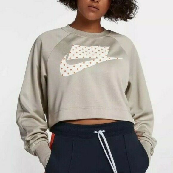 Nike NSW Blocked Logo Cropped Sweatshirt Women Size Medium - Picture 1 of 11